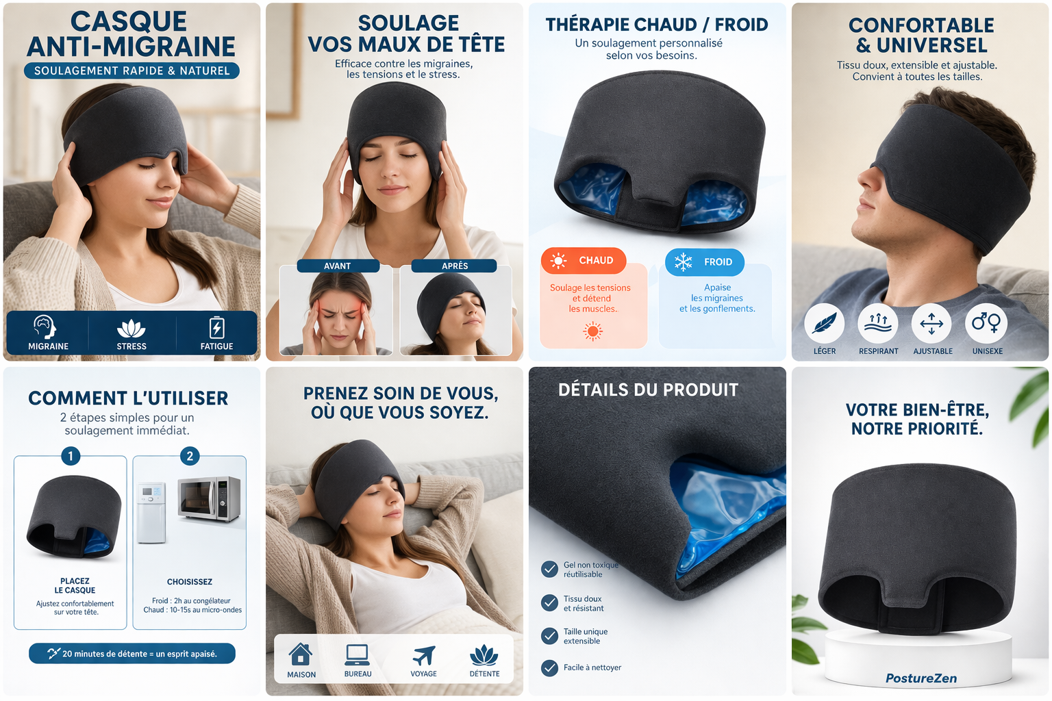 Casque anti-migraine – Soulagement immédiat par le froid